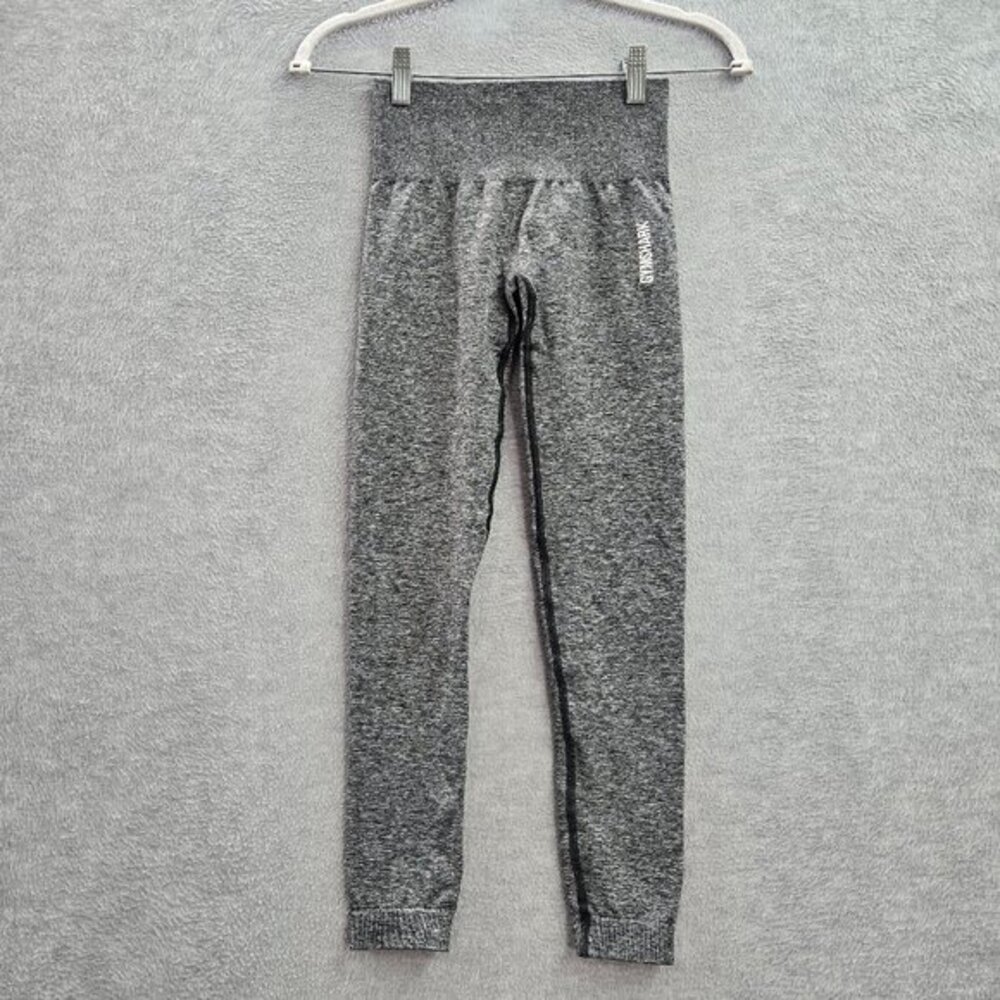 Gymshark Women Activewear Pants XS Gray Yoga Legging Logo Polyamide Polyester